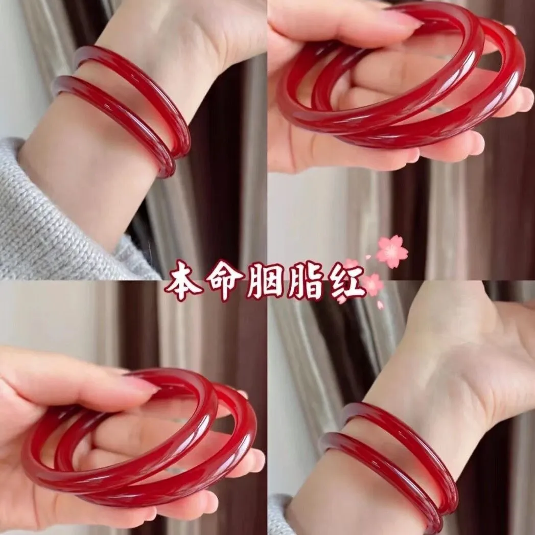 2PCS Certified natural chalcedony jade Crimson red bracelet thin round strip
2PCS Certified natural chalcedony jade Crimson red bracelet thin round strip