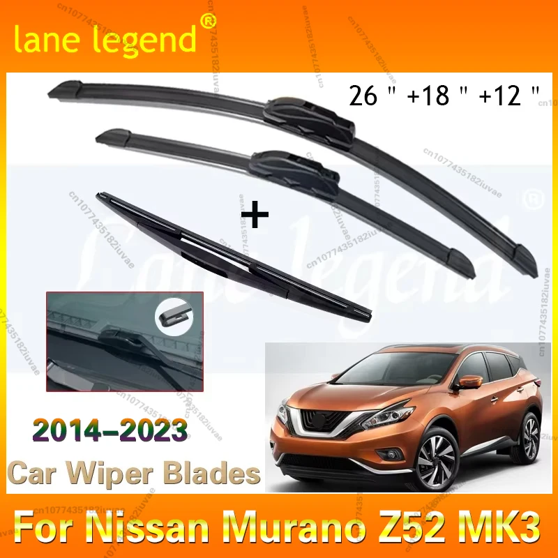 Car Wiper LHD Front & Rear Wiper Blades Set For Nissan Murano Z52 MK3 2014 - 2023 Windshield Windscreen Window 26"+18"+12"
Car Wiper LHD Front & Rear Wiper Blades Set For Nissan Murano Z52 MK3 2014 - 2023 Windshield Windscreen Window 26"+18"+12"