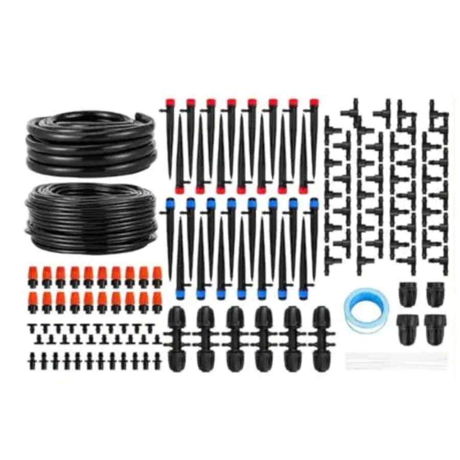 Automatic Drip Irrigation Plant Watering System Kit for outdoor gardens UV-resistant polyethylene hose black covers 240 ft. wit
Automatic Drip Irrigation Plant Watering System Kit for outdoor gardens UV-resistant polyethylene hose black covers 240 ft. wit