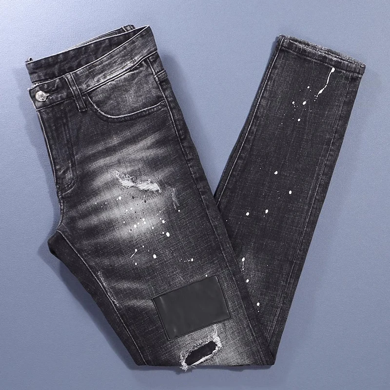 Designer Fashion New Men's Jeans Washed Nostalgic Stretch Slim Fit Painted Black Grey Jeans High Street Hip Hop Brand Pants Homb
Designer Fashion New Men's Jeans Washed Nostalgic Stretch Slim Fit Painted Black Grey Jeans High Street Hip Hop Brand Pants Homb