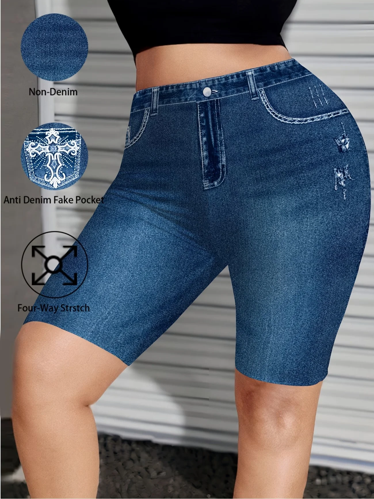 New High Stretch Denim Look Shorts, Slim Fit Versatile Denim Imitation Shorts, Figure Flattering Denim Look Jeans, Casual Denim
New High Stretch Denim Look Shorts, Slim Fit Versatile Denim Imitation Shorts, Figure Flattering Denim Look Jeans, Casual Denim