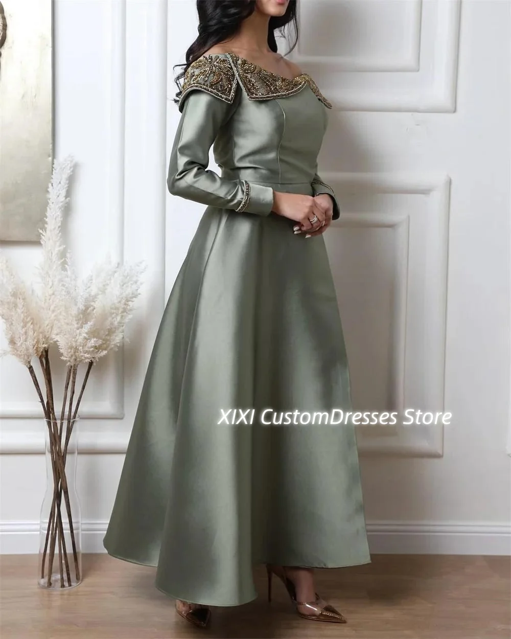 Customized فساتين سهرة A-Line Scoop Neckline Formal Occasion Dresses Ankle-Length Beadings Zipper Up Long Sleeves Wedding Party
Customized فساتين سهرة A-Line Scoop Neckline Formal Occasion Dresses Ankle-Length Beadings Zipper Up Long Sleeves Wedding Party