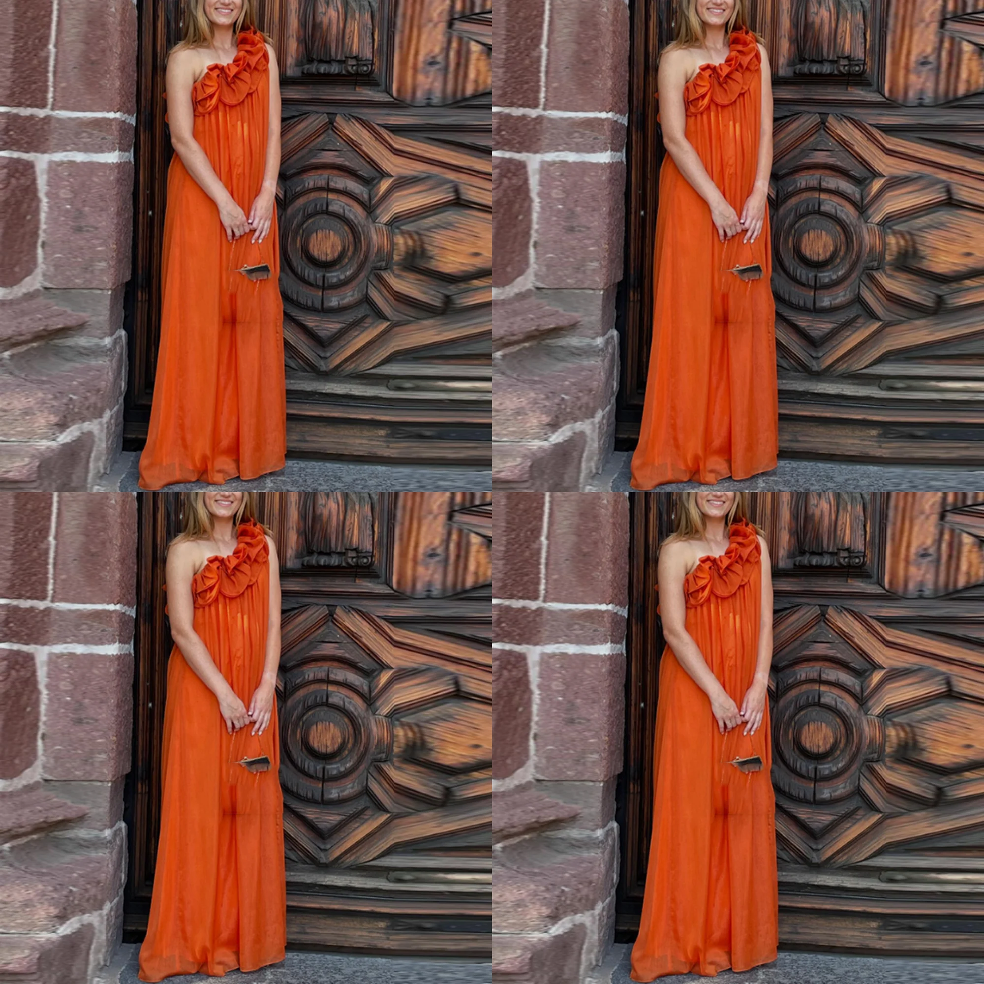 Women's Sleeveless Chiffon Flowing A-line Backless Evening Party Dress Floor Length Ruffles Fashion Party Gown Customized
Women's Sleeveless Chiffon Flowing A-line Backless Evening Party Dress Floor Length Ruffles Fashion Party Gown Customized