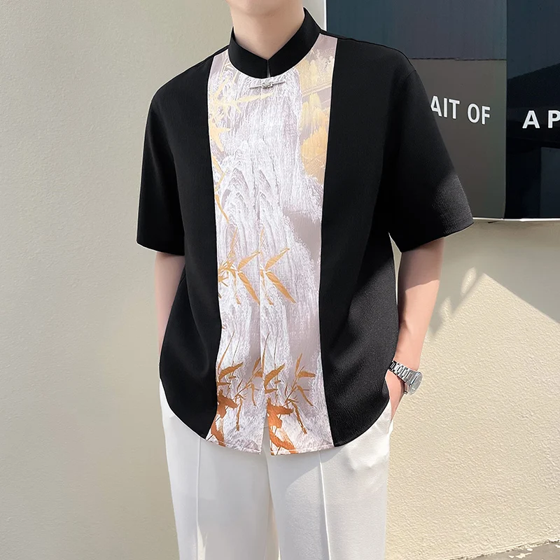2024 Summer Chinese Style Patchwork Shirt for Men Stand Up Collar Loose Half Sleeved Shirt Breathable Casual Business Shirts
2024 Summer Chinese Style Patchwork Shirt for Men Stand Up Collar Loose Half Sleeved Shirt Breathable Casual Business Shirts