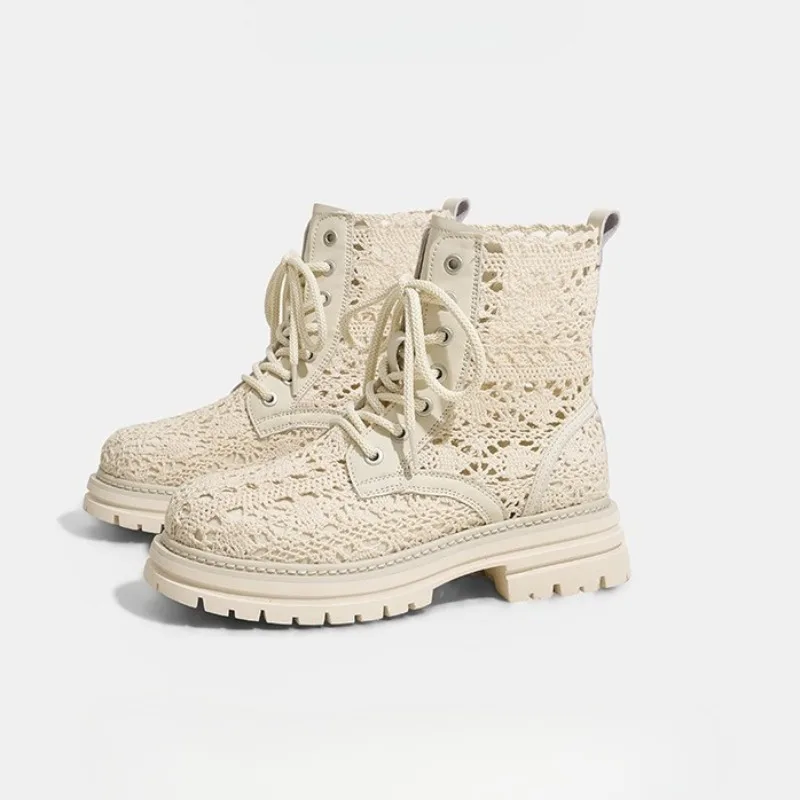 6cm Summer Mesh Hollow Breathable Lace Women's Short Boots Fashion Thick-soled Lace Woven High-top Woman's Shoes Botas Feminina
6cm Summer Mesh Hollow Breathable Lace Women's Short Boots Fashion Thick-soled Lace Woven High-top Woman's Shoes Botas Feminina
