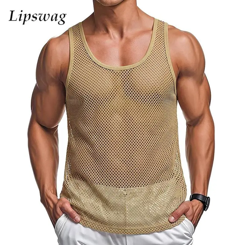 Sexy See Through Hollow Out Mens Tank Tops Daily Casual Sleeveless Breathable Camisole Men Summer Seaside Beach Loose Vest Shirt
Sexy See Through Hollow Out Mens Tank Tops Daily Casual Sleeveless Breathable Camisole Men Summer Seaside Beach Loose Vest Shirt