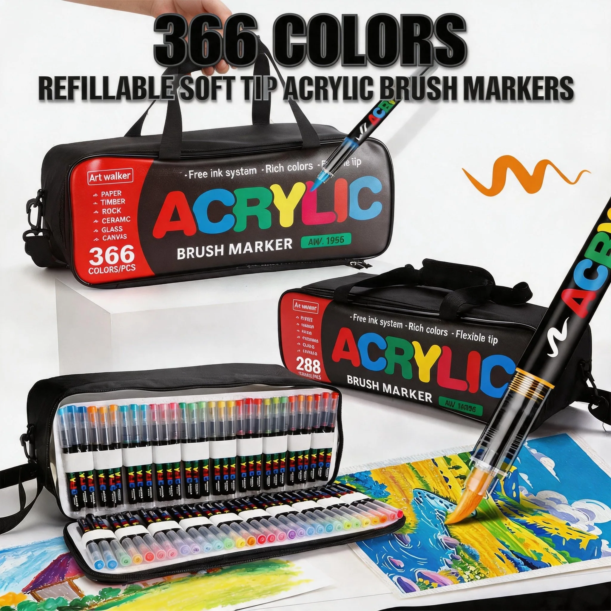 288/366colors Acrylic Painting Marker Waterproof Acrylic Brush Marker Professional Acrylic Marker Set DIY Coloring Art Supplies
288/366colors Acrylic Painting Marker Waterproof Acrylic Brush Marker Professional Acrylic Marker Set DIY Coloring Art Supplies