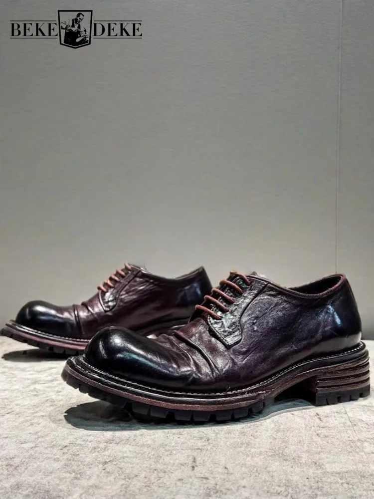 Male Handmade Horsehide Derby Footwear Retro Style Leisure Versatile Height Increasing Platform Lace Up Mens Dress Shoes
Male Handmade Horsehide Derby Footwear Retro Style Leisure Versatile Height Increasing Platform Lace Up Mens Dress Shoes