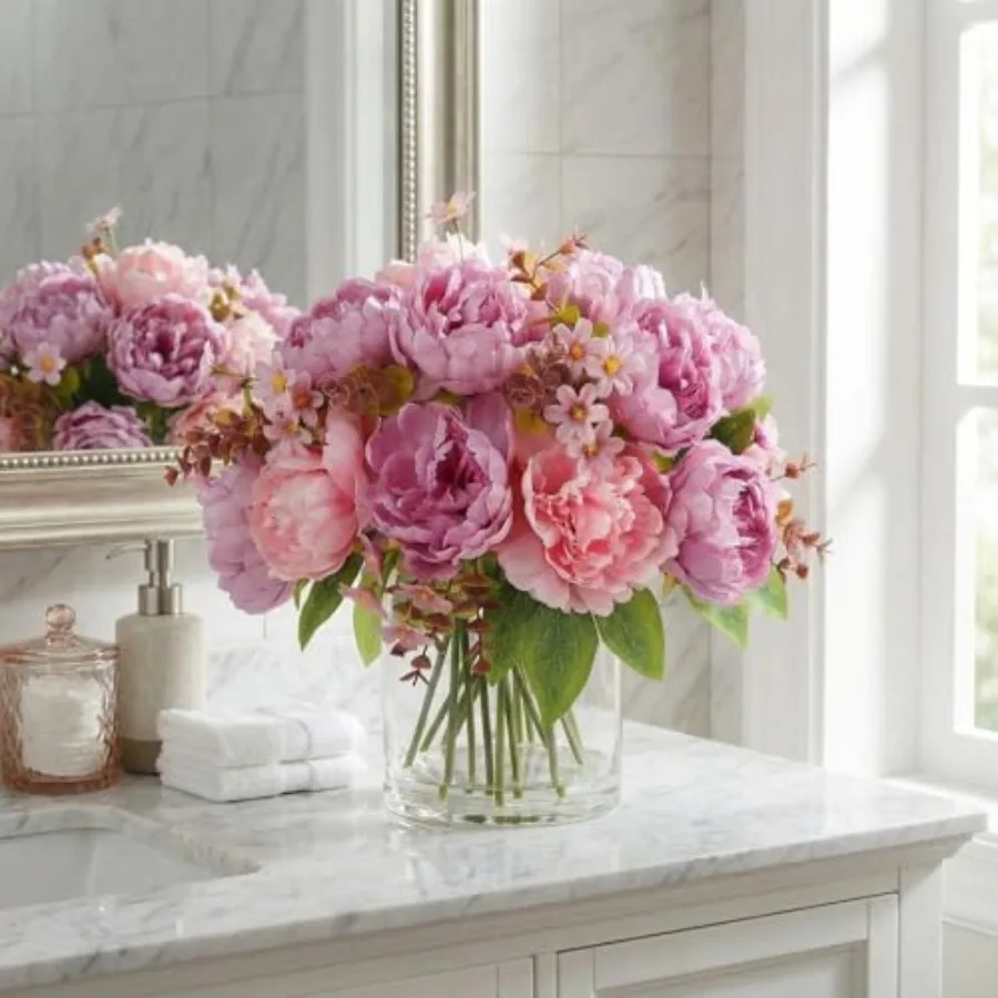 Mixed Peonies Artificial Flowers with Glass Vase Silk Faux Peony Bouquet with Faux Water Real Touch Fake Flowers Arrangement fo
Mixed Peonies Artificial Flowers with Glass Vase Silk Faux Peony Bouquet with Faux Water Real Touch Fake Flowers Arrangement fo