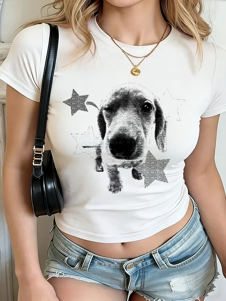 Women Y2K Dachshund Dog Print Crop Top Raglan Short Sleeve T-Shirt Casual Black White O-neck Slim Fit Streetwear Cotton Tee
Women Y2K Dachshund Dog Print Crop Top Raglan Short Sleeve T-Shirt Casual Black White O-neck Slim Fit Streetwear Cotton Tee