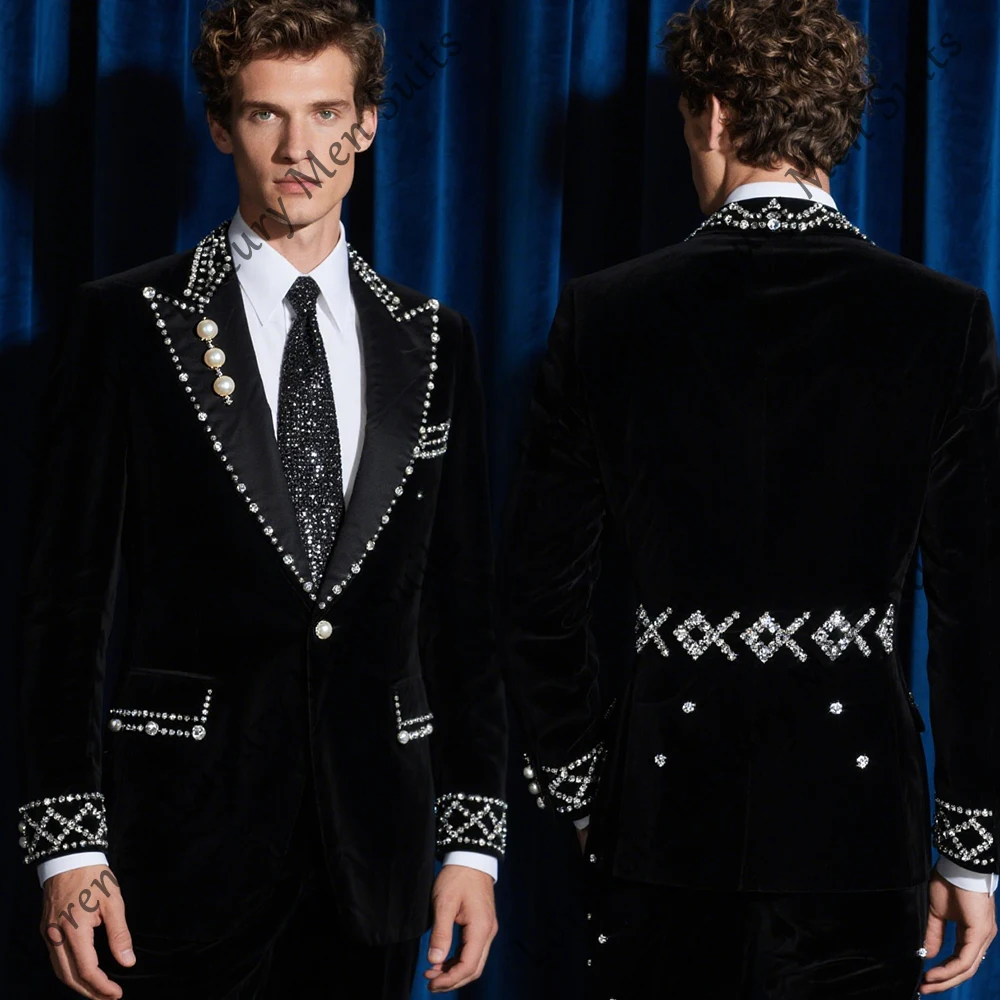 Luxury Pearls Male Suit 2 Pieces Rhinestone Tuxedos 2025 Banquet Wedding Outfit Customized Blazer Pants terno smoking masculino
Luxury Pearls Male Suit 2 Pieces Rhinestone Tuxedos 2025 Banquet Wedding Outfit Customized Blazer Pants terno smoking masculino