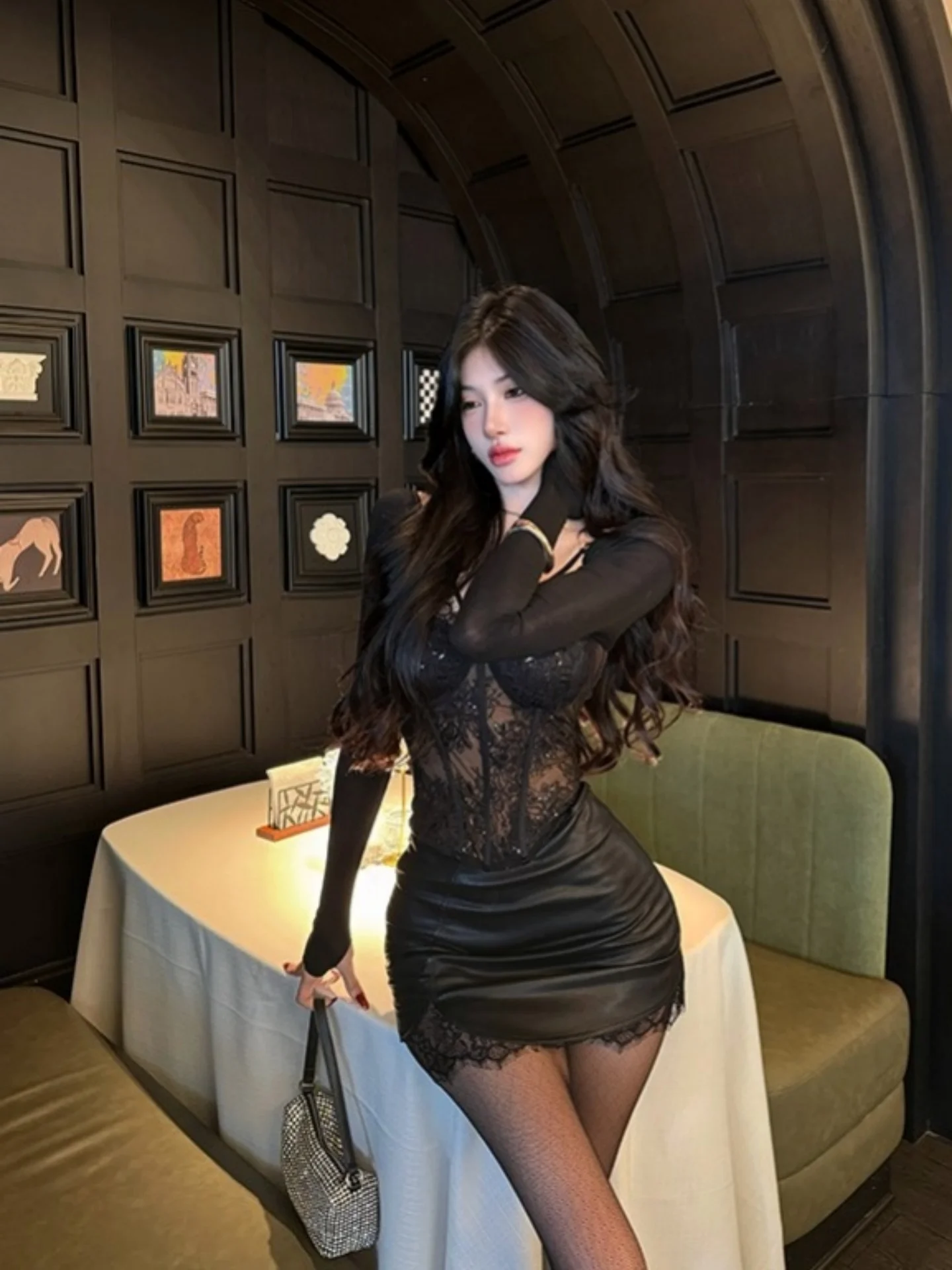 Women's Lace Long Sleeve Bodycon Skirt Set High Waist Short Leather Skirt Trendy Spring Fashion Two Piece Outfit Breathable P...
Women's Lace Long Sleeve Bodycon Skirt Set High Waist Short Leather Skirt Trendy Spring Fashion Two Piece Outfit Breathable P...