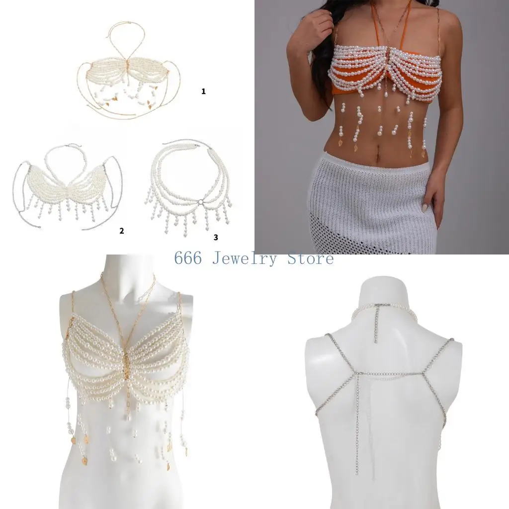 F2TD Adjustable Length Pearls Embellished Body Bra Chain for Stylish Outfits
F2TD Adjustable Length Pearls Embellished Body Bra Chain for Stylish Outfits