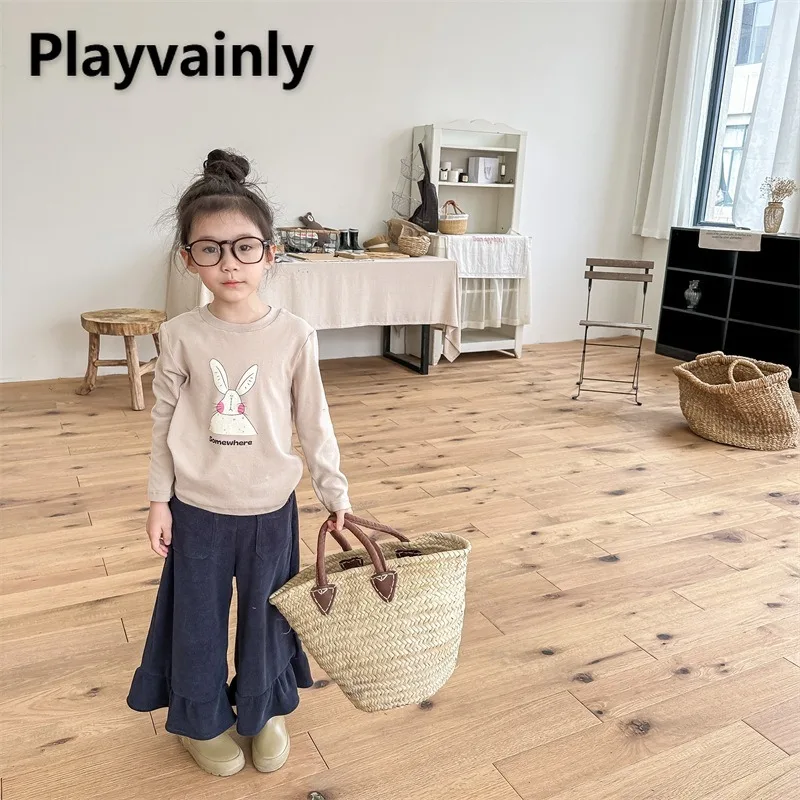 New Spring Autumn Kids Girls T-shirt Grey Khaki Cartoon Rabbit Print Crewneck Long Sleeve Tees Children Daily Casual Wear A3516
New Spring Autumn Kids Girls T-shirt Grey Khaki Cartoon Rabbit Print Crewneck Long Sleeve Tees Children Daily Casual Wear A3516
