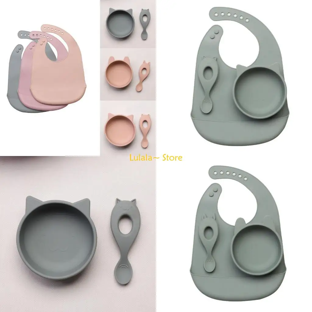 Y4QA Набор для детского питания, силиконовая миска, нагрудник, ложка, принадлежности для самостоятельного кормления малышей
Y4QA Набор для детского питания, силиконовая миска, нагрудник, ложка, принадлежности для самостоятельного кормления малышей