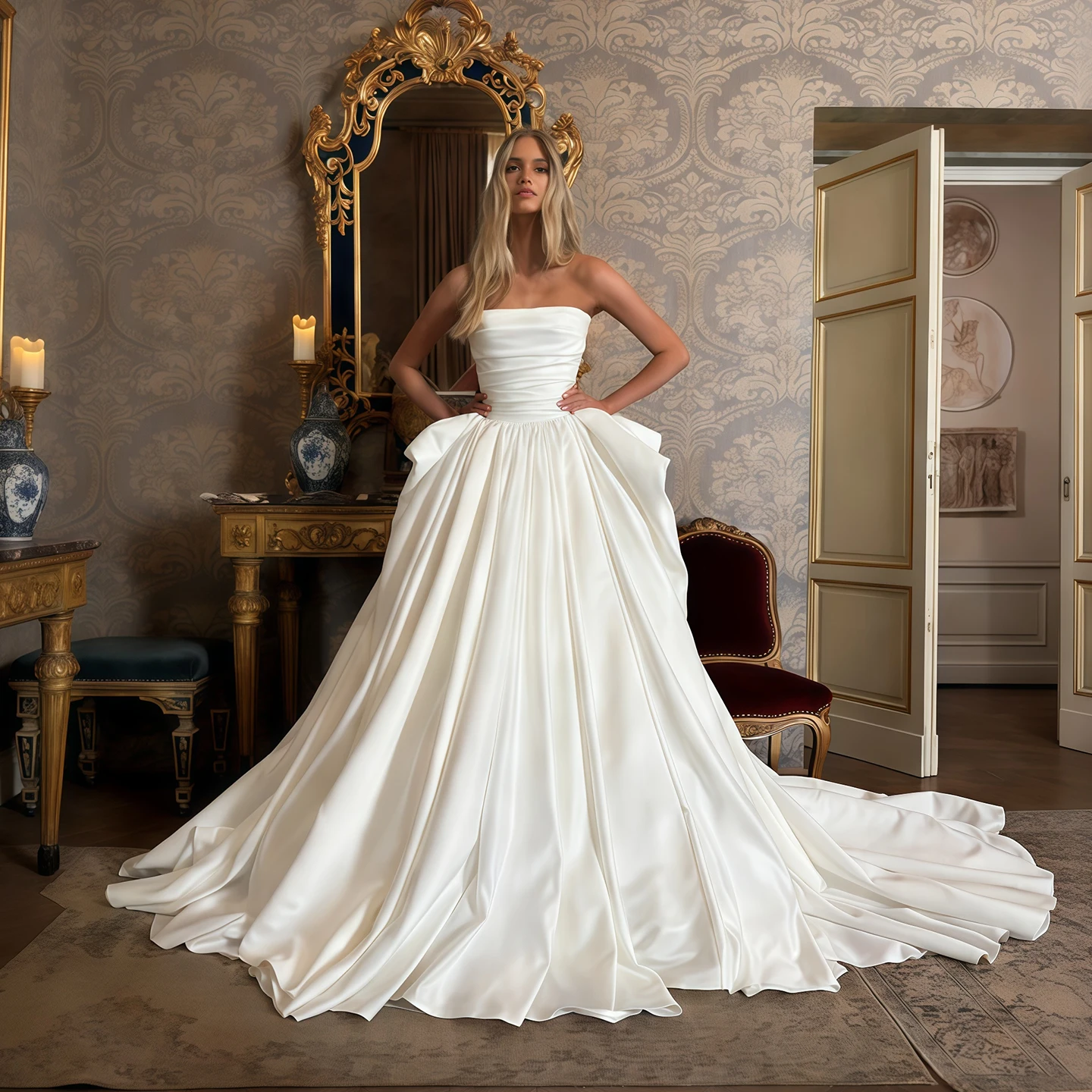 Shaorn Said Luxury Strapless Satin Ball Gown Wedding Dress Elegant Ruched Princess Bridal Gowns SW216 Customized
Shaorn Said Luxury Strapless Satin Ball Gown Wedding Dress Elegant Ruched Princess Bridal Gowns SW216 Customized