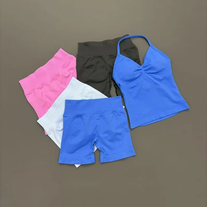 2 Piece Women Fitness Set Longline Strappy Top Suit Seamless Yoga Scrunch Shorts Workout Running Suit Gym Sports Sets
2 Piece Women Fitness Set Longline Strappy Top Suit Seamless Yoga Scrunch Shorts Workout Running Suit Gym Sports Sets