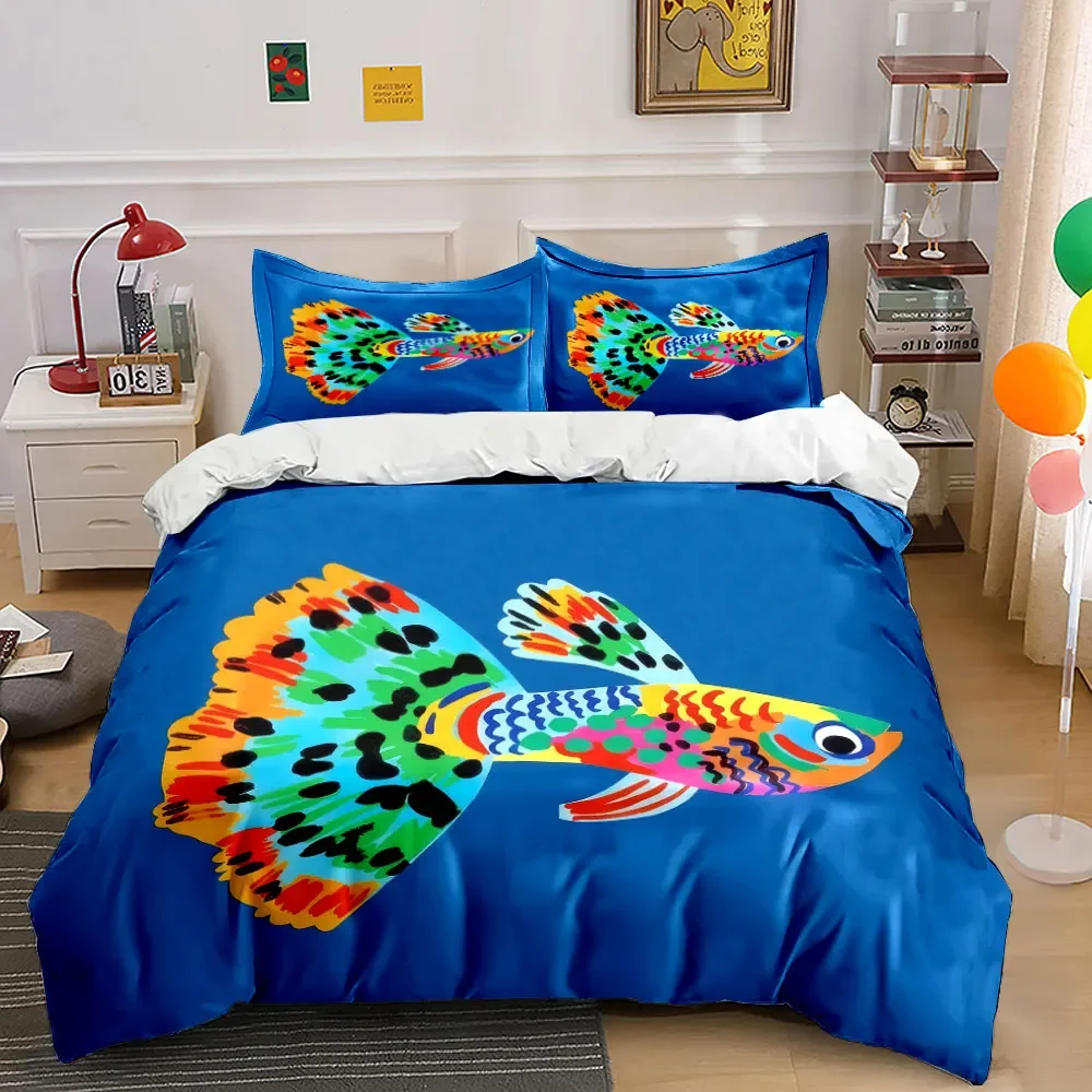 Colorful Fish Art Decor Trio Soft Comfortable Duvet Cover Bedding Set Included 1*Duvet Cover & 2*Pillowcases, gift
Colorful Fish Art Decor Trio Soft Comfortable Duvet Cover Bedding Set Included 1*Duvet Cover & 2*Pillowcases, gift