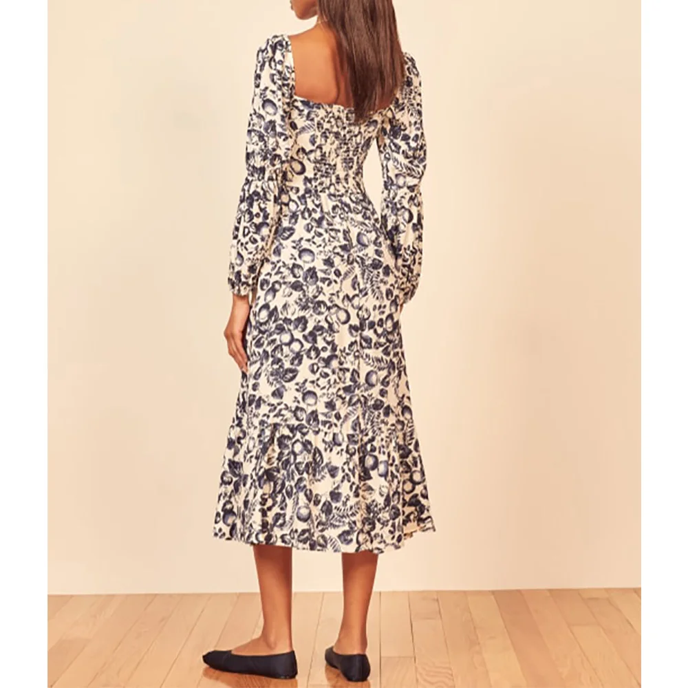 Dresses For Women 2022 Elegant Vintage Print Square Neck Ruffle Hem Midi Spring Autumn Woman Double Puff Long Sleeve
Dresses For Women 2022 Elegant Vintage Print Square Neck Ruffle Hem Midi Spring Autumn Woman Double Puff Long Sleeve