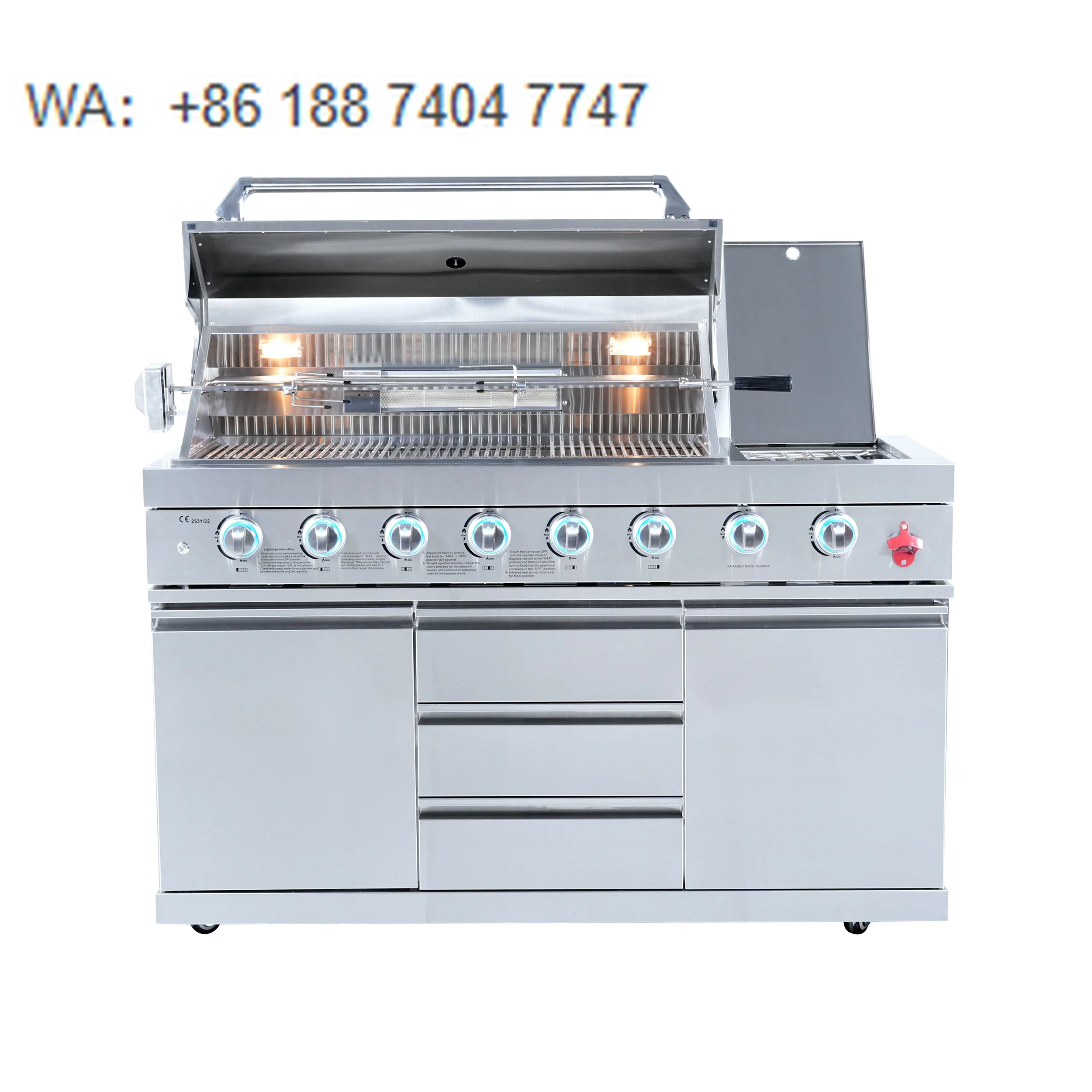 Garden Cooking Barbecue Party 6 Burners Stainless Steel Freestanding BBQ Gas Grill With Cabinet
Garden Cooking Barbecue Party 6 Burners Stainless Steel Freestanding BBQ Gas Grill With Cabinet
