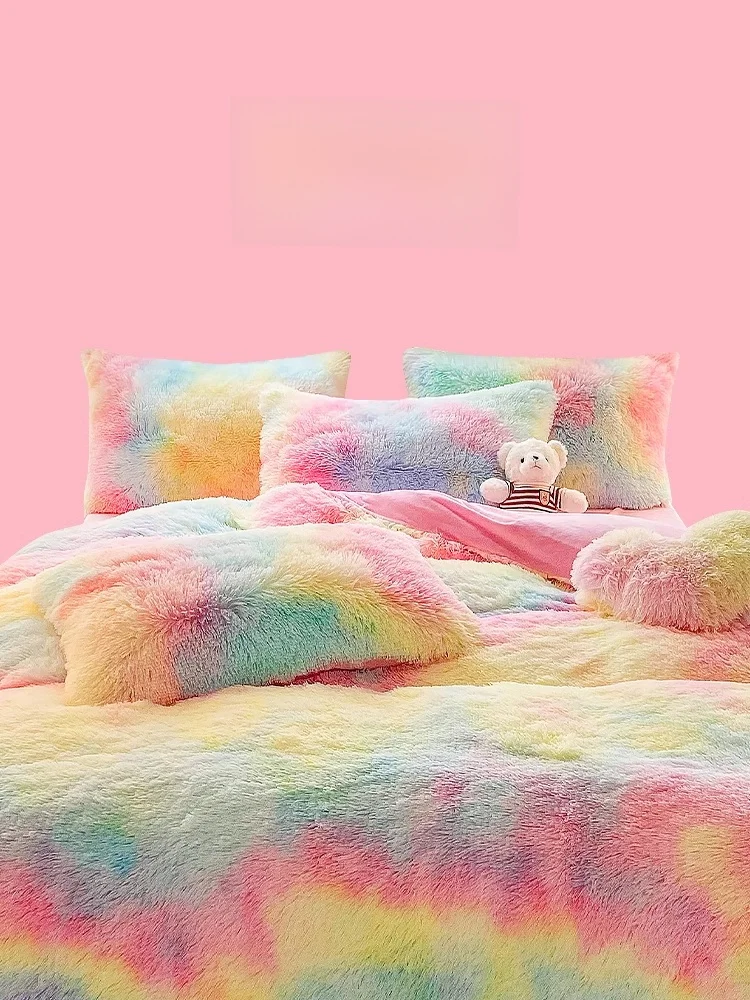 Zoey Soft Warm Fur Bedding Set Four Pieces Breathable Comfortable Liing Sle Bed eets Home Textile
Zoey Soft Warm Fur Bedding Set Four Pieces Breathable Comfortable Liing Sle Bed eets Home Textile