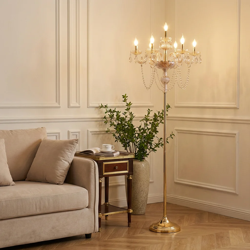 Modern Postmodern Iron K9 Crystal Chandelier Glass Prism Floor Lamp for Bedroom Living Room Indoor Decoration Lighting
Modern Postmodern Iron K9 Crystal Chandelier Glass Prism Floor Lamp for Bedroom Living Room Indoor Decoration Lighting