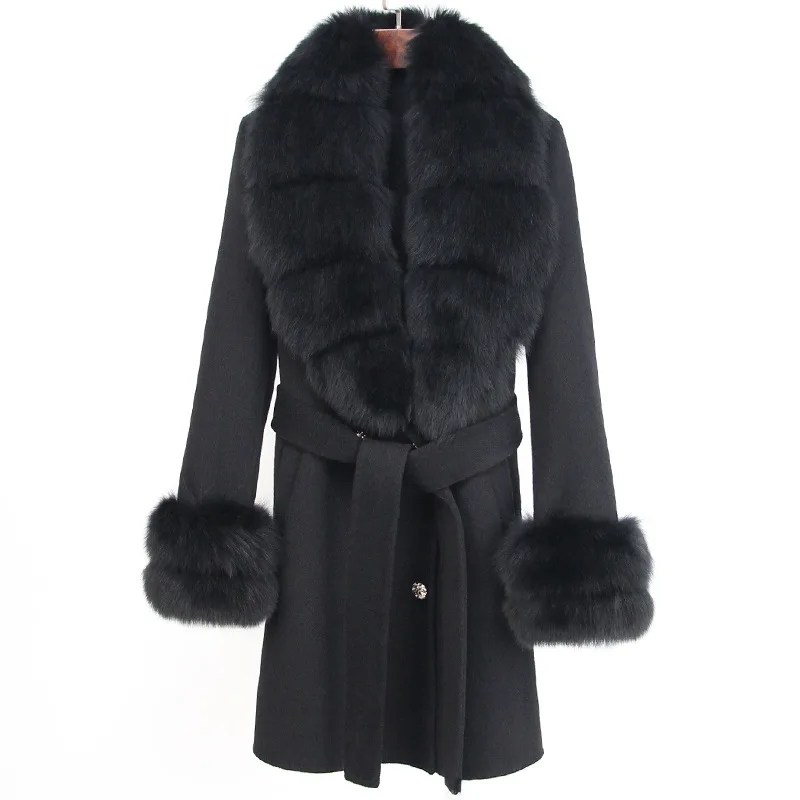 women's mid length 2023 autumn/winter new fox fur collar High end double-sided cashmere coat for slim fitting wool woolen coat
women's mid length 2023 autumn/winter new fox fur collar High end double-sided cashmere coat for slim fitting wool woolen coat