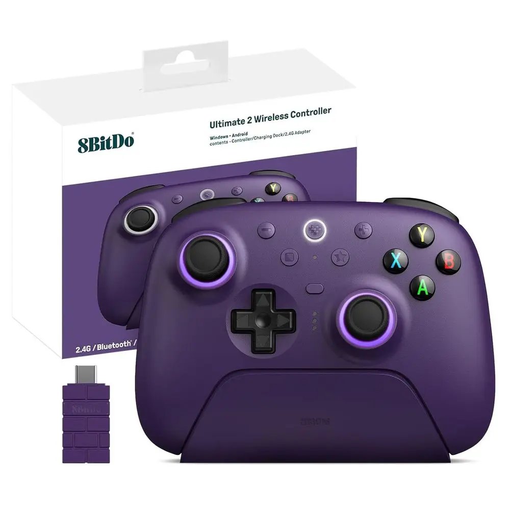 Wireless 2.4G Controller with Star-Ring RGB, Adjustable Triggers, Gamepad Dock, Compatible with Windows and Android