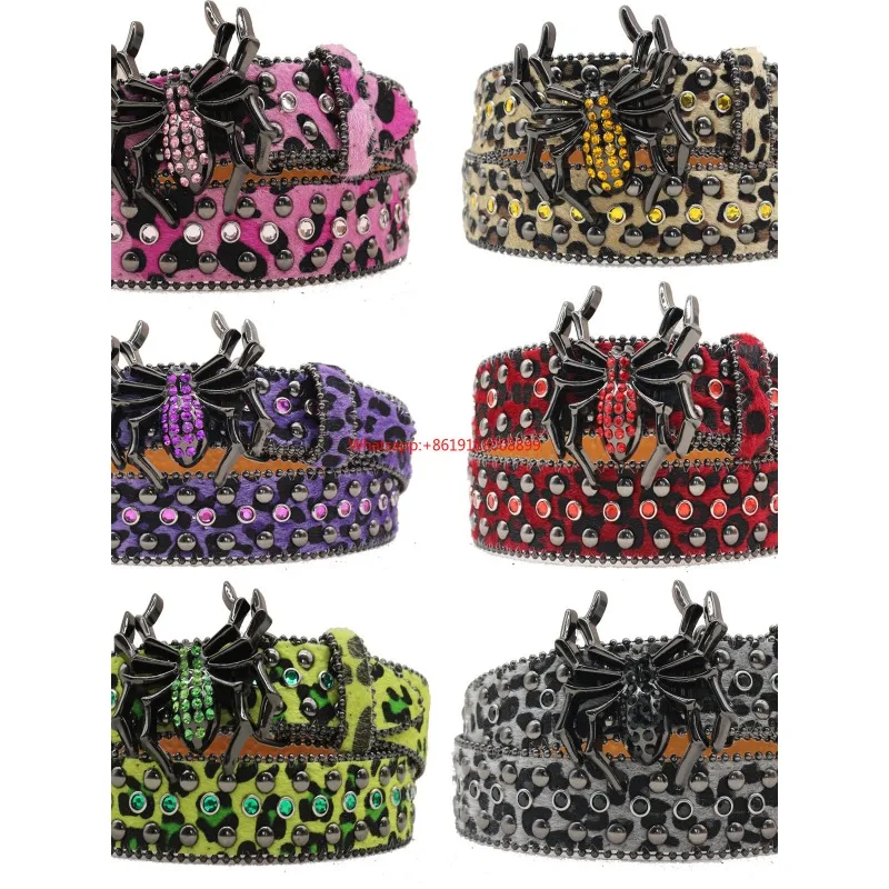 Leopard Print Spider Rhinestone Belt, Big Spider Button Head, European and American Y2K Hip-hop Style Jeans Belt.
Leopard Print Spider Rhinestone Belt, Big Spider Button Head, European and American Y2K Hip-hop Style Jeans Belt.