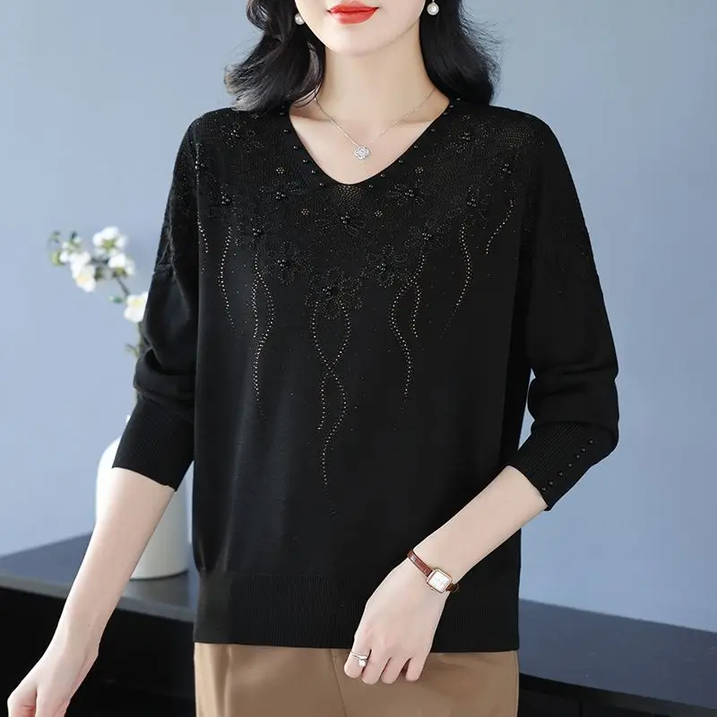 T-Shirt High-End Bling Bling Sweater Chic Thick Hot Drill Clothes for Women Winter Spring Autumn Women's Mulberry Silk Knitwear
T-Shirt High-End Bling Bling Sweater Chic Thick Hot Drill Clothes for Women Winter Spring Autumn Women's Mulberry Silk Knitwear