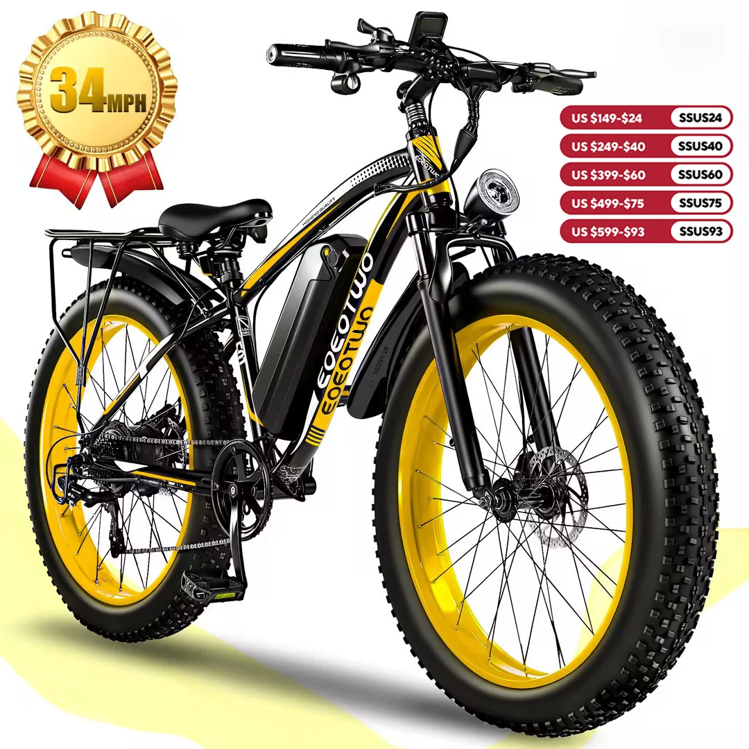 EOEOTWO 1500W Fat Tire Electric Bike for Adults 26"x4.0 All Terrain Ebike 34MPH Fast Mountain E-Bike 48V Long Range Snow Beach Bicycle
EOEOTWO 1500W Fat Tire Electric Bike for Adults 26"x4.0 All Terrain Ebike 34MPH Fast Mountain E-Bike 48V Long Range Snow Beach Bicycle