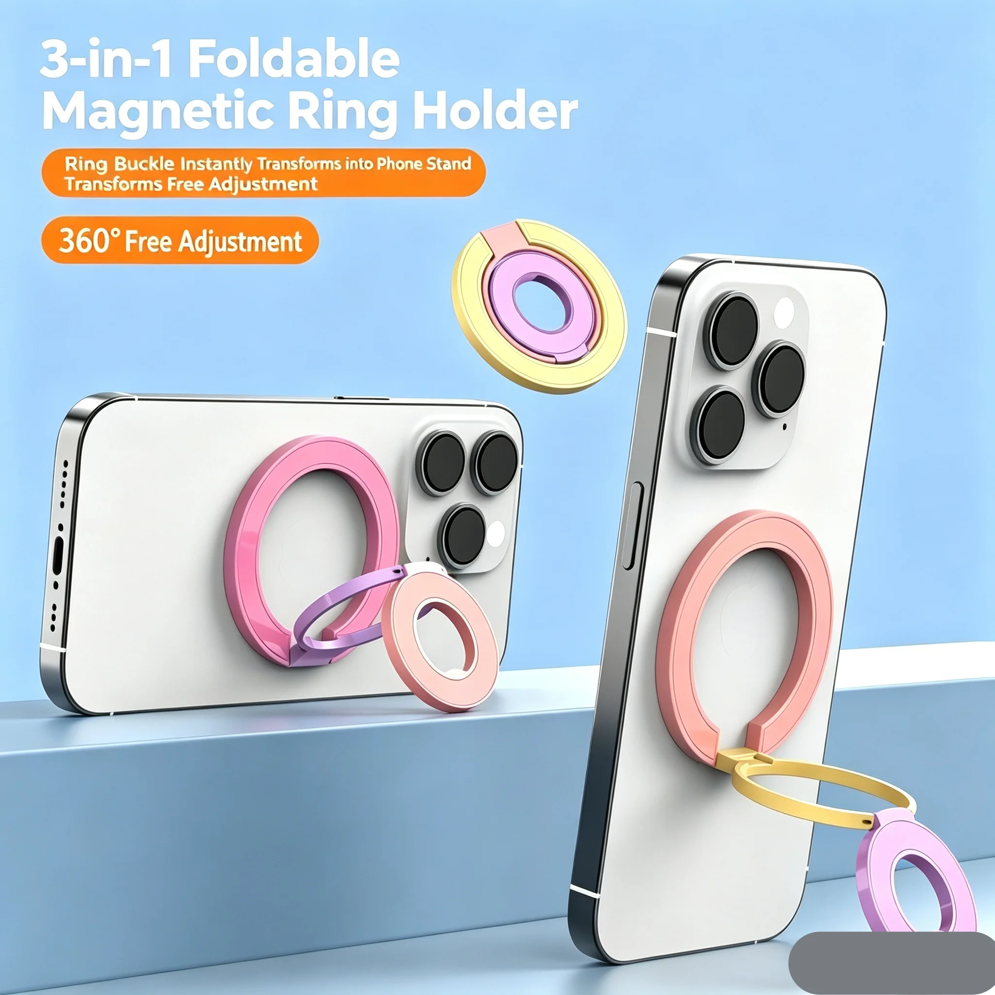 Magnetic Ring Grip Triple Fold Double Sided Finger Kickstand Portable Stand Holder For iPhone Android Phones Cellphone Bracket
Magnetic Ring Grip Triple Fold Double Sided Finger Kickstand Portable Stand Holder For iPhone Android Phones Cellphone Bracket