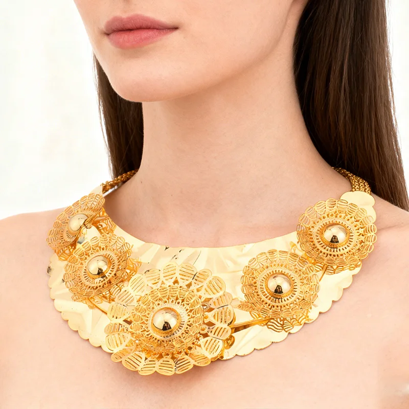 African Luxury Jewelry Set Big Necklace Dubai Ethiopian Gold Color Earring Bracelet ring For Women Bridal Choker Wholesale
African Luxury Jewelry Set Big Necklace Dubai Ethiopian Gold Color Earring Bracelet ring For Women Bridal Choker Wholesale