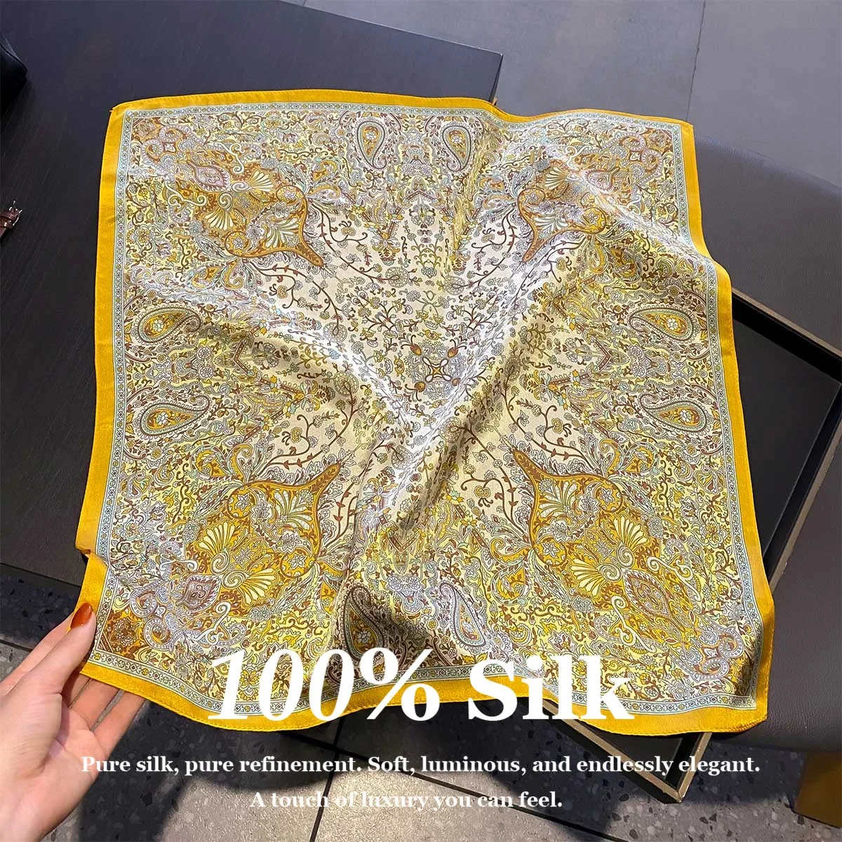 Elegant 53x53cm Pure Silk Scarf Women Square Neck Scarf Luxury Fashion Print Hair Bandana Small Head Scarf Foulard Female Shawls
Elegant 53x53cm Pure Silk Scarf Women Square Neck Scarf Luxury Fashion Print Hair Bandana Small Head Scarf Foulard Female Shawls
