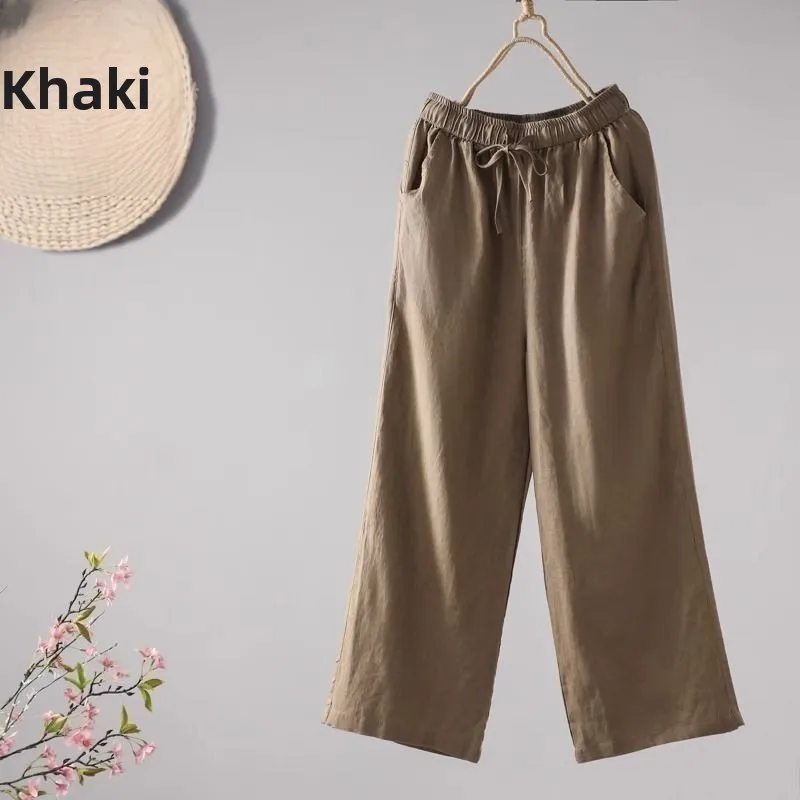 Summer New Ice Silk Wide Leg Casual Pants Women's Elastic High Waist Loose Long Straight Nine Points Casual Trousers
Summer New Ice Silk Wide Leg Casual Pants Women's Elastic High Waist Loose Long Straight Nine Points Casual Trousers