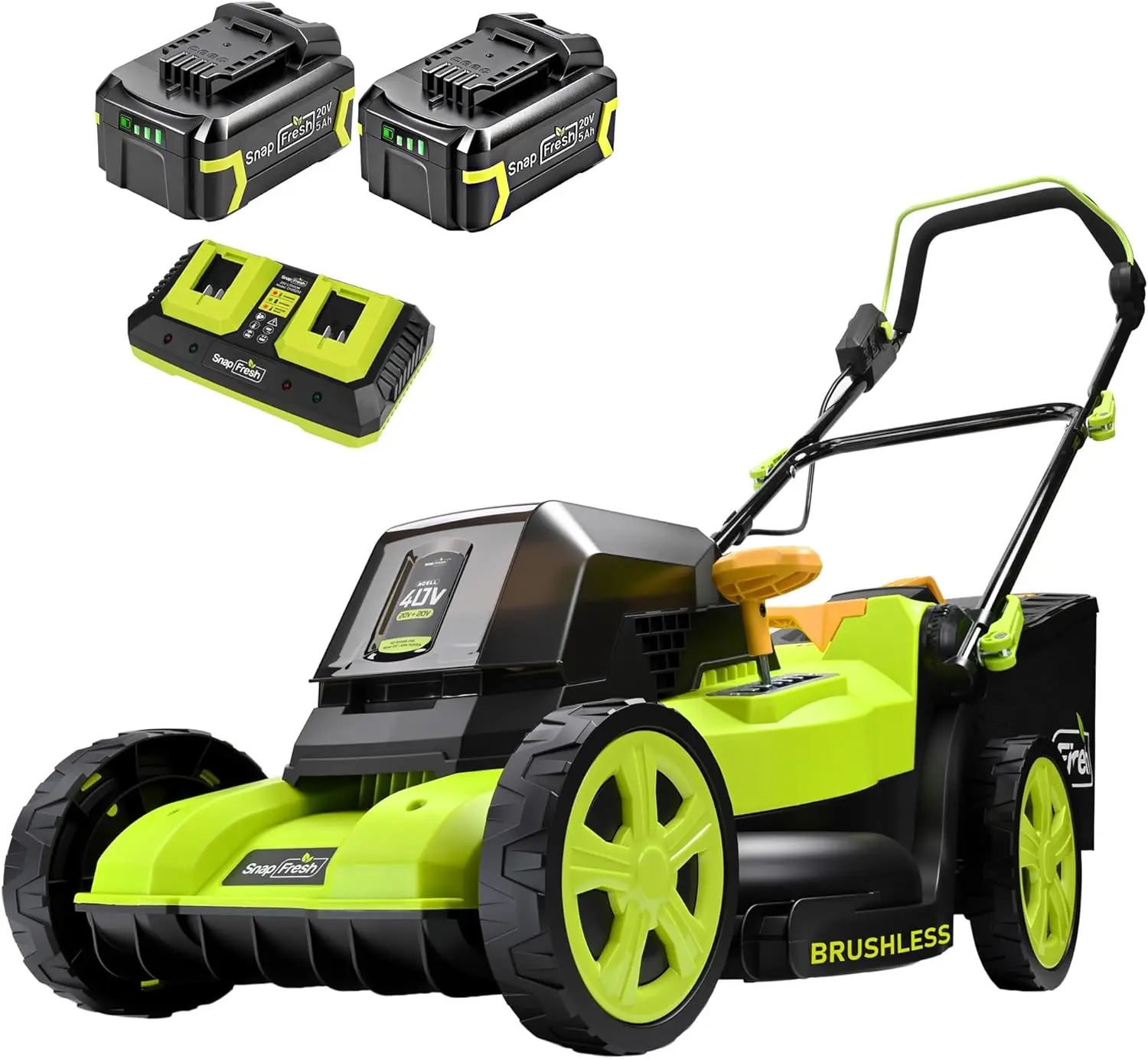 40V 17 Brushless Lawn Mower 2 x 5 0Ah Batteries Electric Cordless Push Mower with Fast Charger 6 Level Height Adjustment 45L
40V 17 Brushless Lawn Mower 2 x 5 0Ah Batteries Electric Cordless Push Mower with Fast Charger 6 Level Height Adjustment 45L