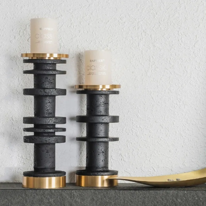 Beige Brown Travertine Candle Holder Luxury Home Decorations Marble Candlestick with Metal Base
Beige Brown Travertine Candle Holder Luxury Home Decorations Marble Candlestick with Metal Base