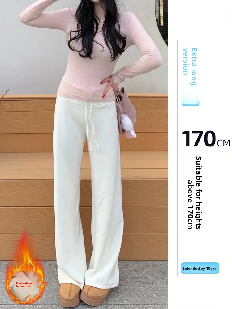 Женские прямые брюки на флисовой подкладке с завязками, длинные, для повседневной носки, весна-осень, с высокой талией, струящиеся, простые, повседневные брюки
Женские прямые брюки на флисовой подкладке с завязками, длинные, для повседневной носки, весна-осень, с высокой талией, струящиеся, простые, повседневные брюки