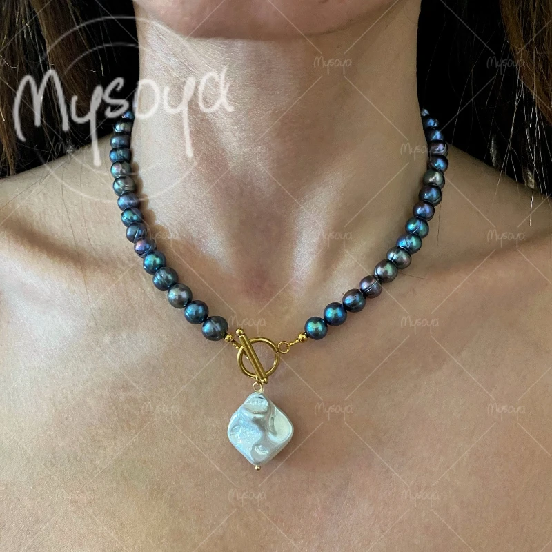 MYSOYA 8-9mm & 13-15mm Black Freshwater Pearl White Baroque Pearl Pendant Necklace, for Birthday/Anniversary/Wedding Gift A0896
MYSOYA 8-9mm & 13-15mm Black Freshwater Pearl White Baroque Pearl Pendant Necklace, for Birthday/Anniversary/Wedding Gift A0896
