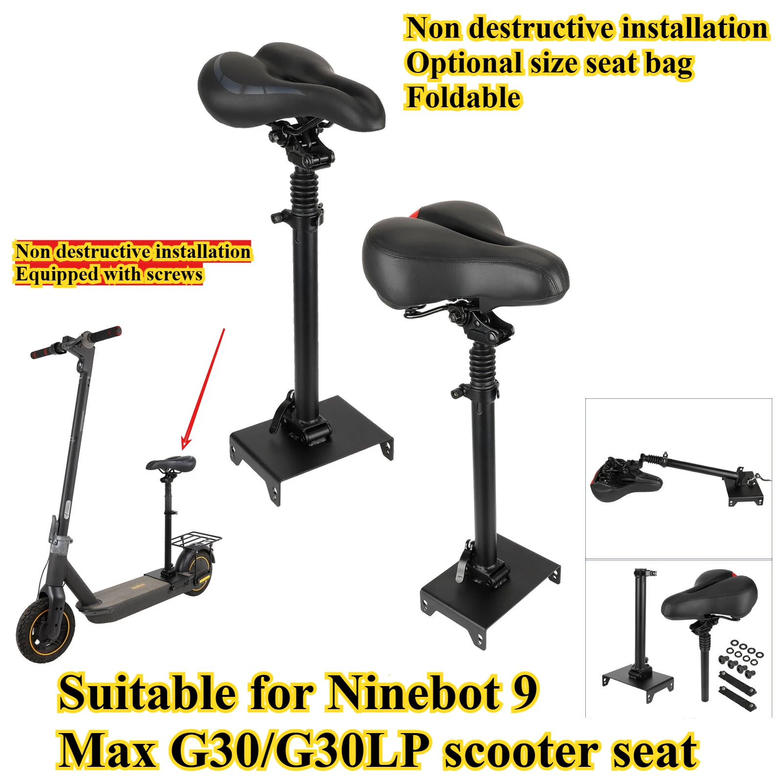 Неразрушающее монтажное сиденье для скутера Ninebot 9 Max G30/G30LP, складное амортизирующее седло
Неразрушающее монтажное сиденье для скутера Ninebot 9 Max G30/G30LP, складное амортизирующее седло