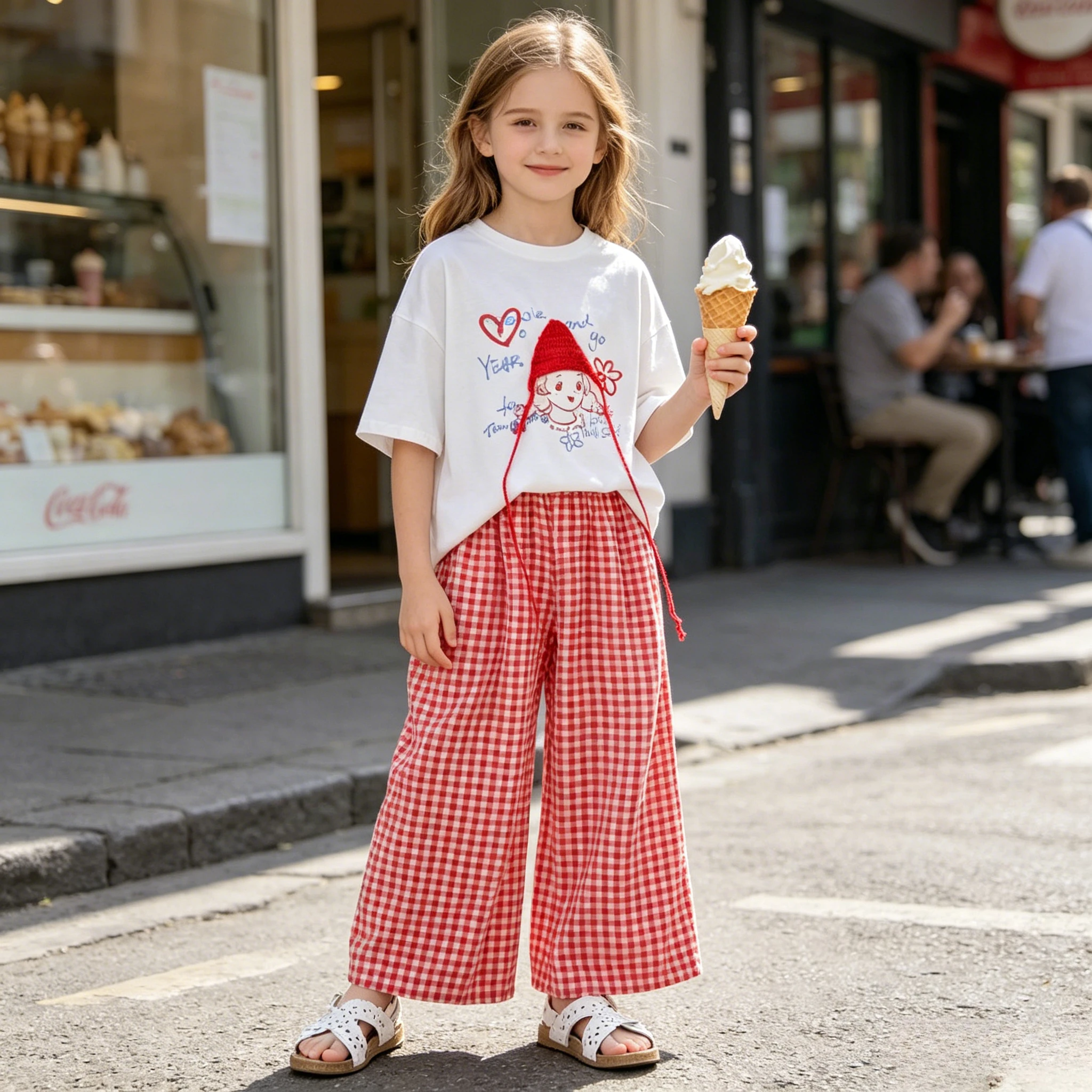 Girls Cartoon Print 2pc Set Short Sleeve T-Shirt Red Plaid Wide Leg Pants Kids Casual Outfit for Summer Playdates Trips Hangouts
Girls Cartoon Print 2pc Set Short Sleeve T-Shirt Red Plaid Wide Leg Pants Kids Casual Outfit for Summer Playdates Trips Hangouts