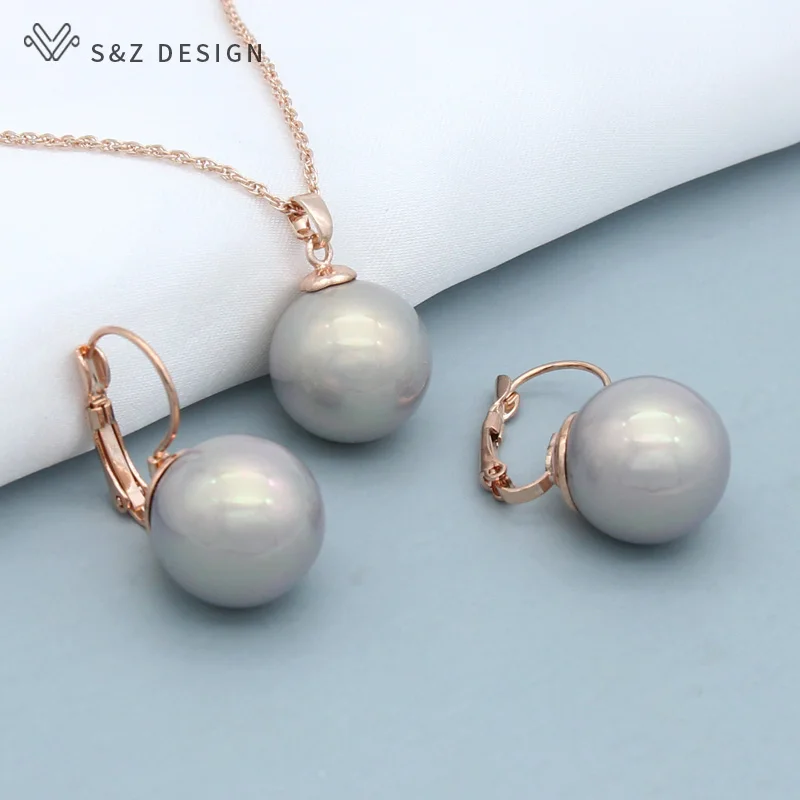 S&Z DESIGN New Fashion Round Simulated Pearl Dangle Earrings Jewelry Sets For Women Wedding 585 Rose Gold Color Necklace
S&Z DESIGN New Fashion Round Simulated Pearl Dangle Earrings Jewelry Sets For Women Wedding 585 Rose Gold Color Necklace