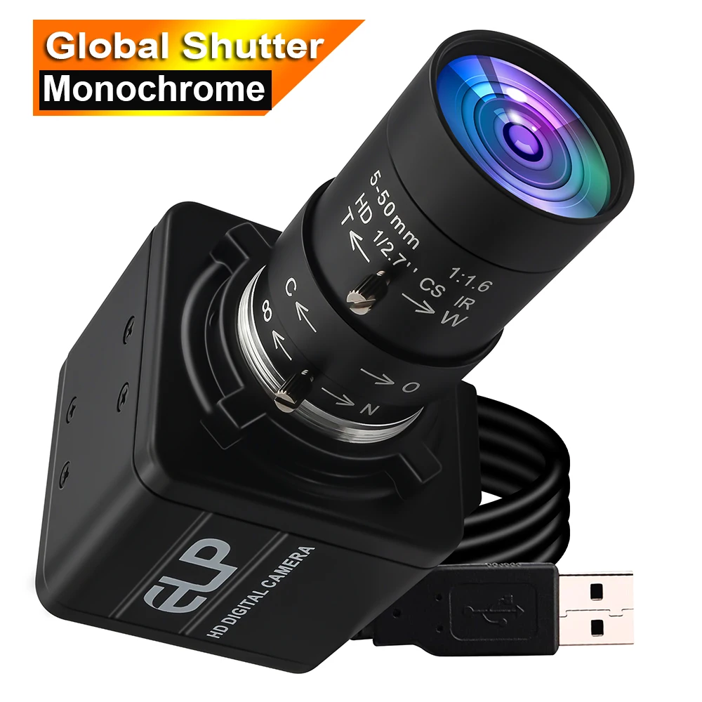 ELP 800P Global Shutter Monochrome USB Camera 10X Optical Zoom Webcam 120fps/210fps/420fps High Speed Camera for Motion Capture
ELP 800P Global Shutter Monochrome USB Camera 10X Optical Zoom Webcam 120fps/210fps/420fps High Speed Camera for Motion Capture