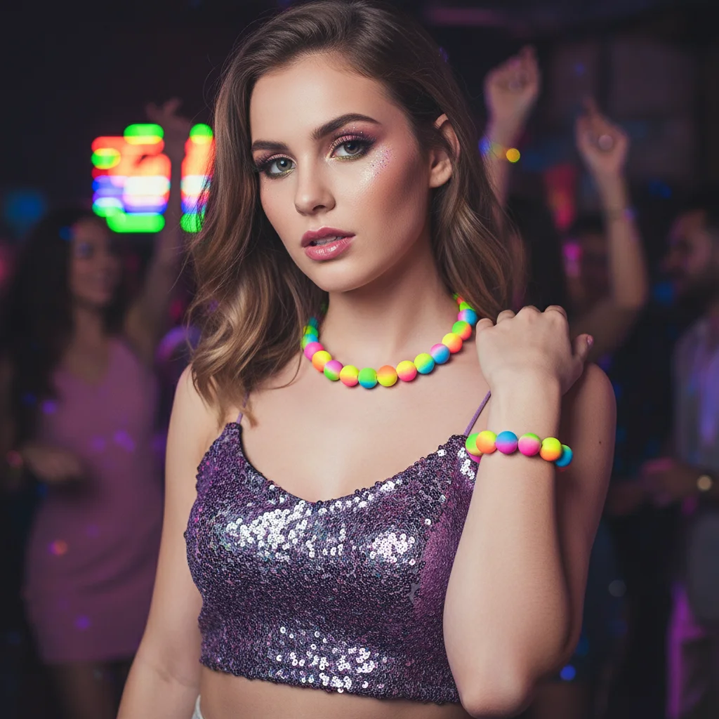 Neon Rainbow Beaded Necklace Bracelet Set Fluorescent Colorful Round Beads Choker Jewelry for Women 80s 90s Retro Party Rave Out
Neon Rainbow Beaded Necklace Bracelet Set Fluorescent Colorful Round Beads Choker Jewelry for Women 80s 90s Retro Party Rave Out