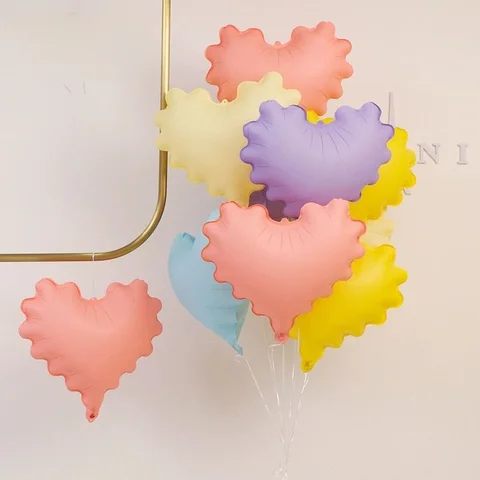 5pcs Pink Wave Heart Foil Balloons 20 inch Love Heart Helium Macaron Balloons for Birthday Baby Shower Wedding Decoration