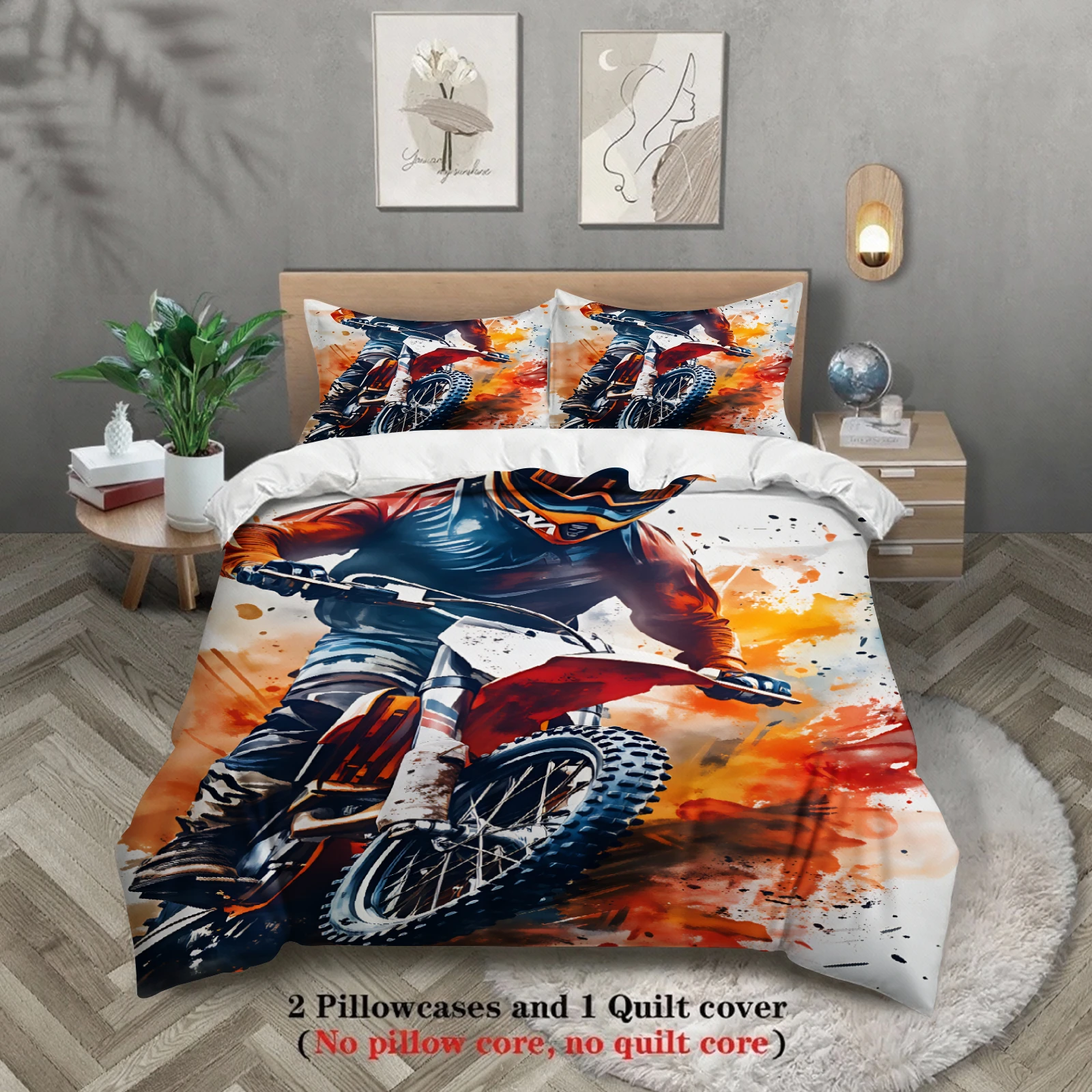 Комплекты постельного белья для мотоциклетных гонок, 3 шт., с 3D-печатью, с изображением мотокроссиста, пододеяльники с наволочками, без наполнителя
Комплекты постельного белья для мотоциклетных гонок, 3 шт., с 3D-печатью, с изображением мотокроссиста, пододеяльники с наволочками, без наполнителя