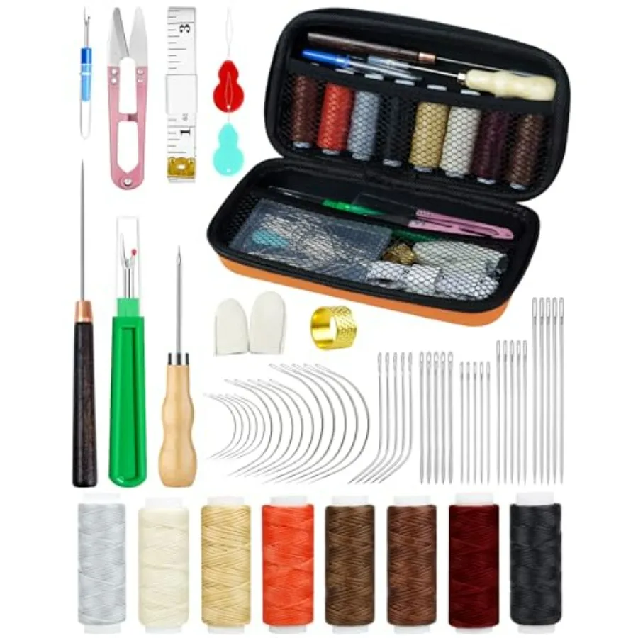 PLANTIONAL 8 Colors Waxed Thread Leather Sewing Kit, 47 Pcs Upholstery Repair Kit with Waxed Thread, Sewing Awl, Hand Stitching
PLANTIONAL 8 Colors Waxed Thread Leather Sewing Kit, 47 Pcs Upholstery Repair Kit with Waxed Thread, Sewing Awl, Hand Stitching