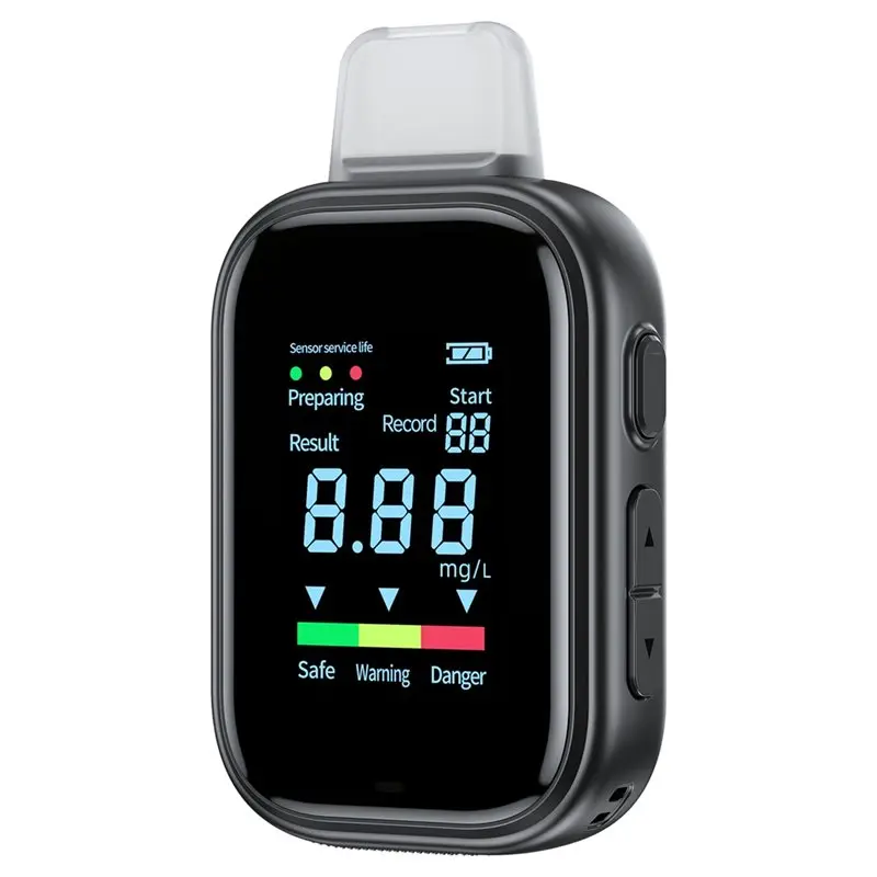New Tech New Electrochemical Breathalyzer With Breathalyzer, High-Sensitivity LED Color Screen Digital Display Breathalyzer
