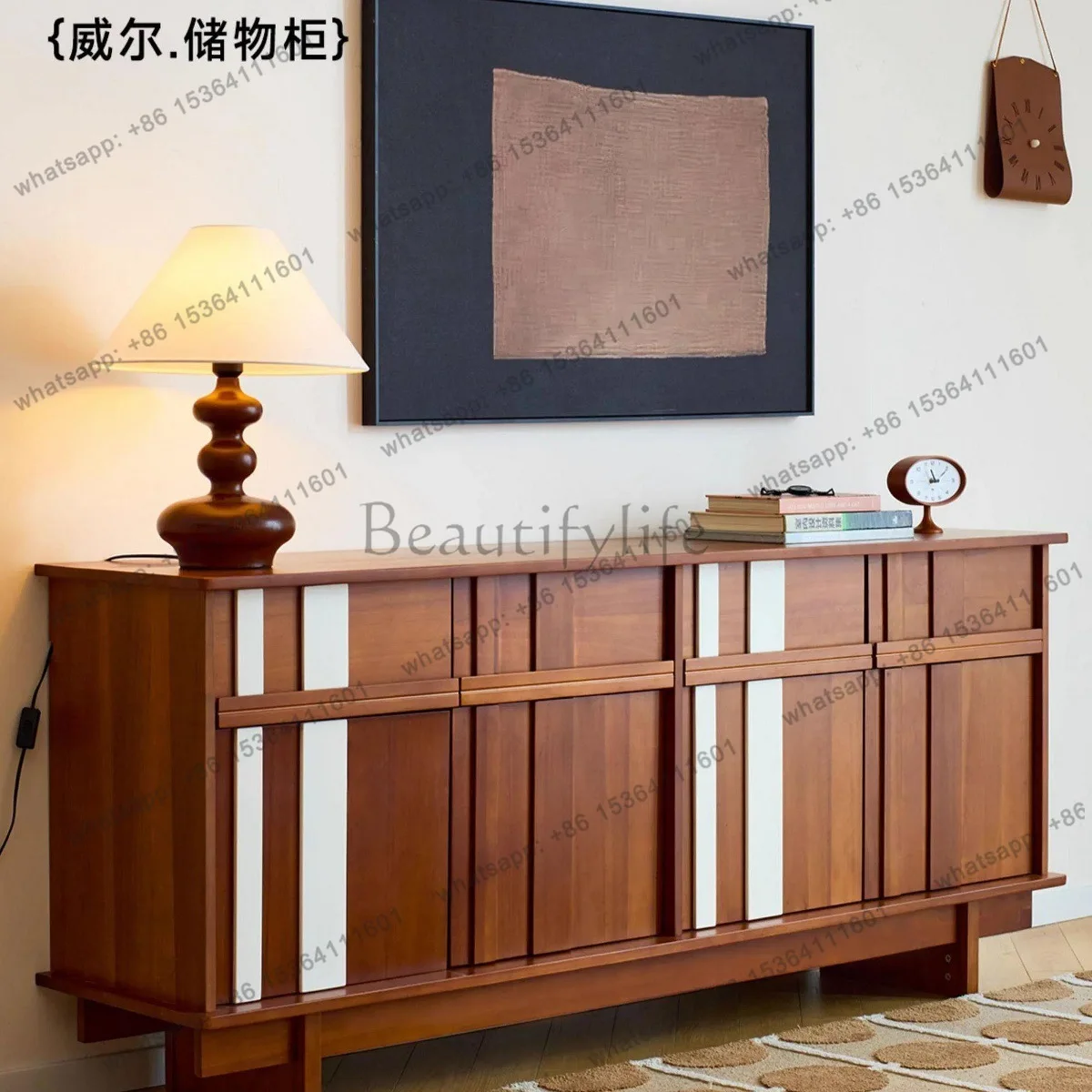 LD Nordic retro solid wood bone line dining side cabinet integrated bedroom locker against the wall
LD Nordic retro solid wood bone line dining side cabinet integrated bedroom locker against the wall
