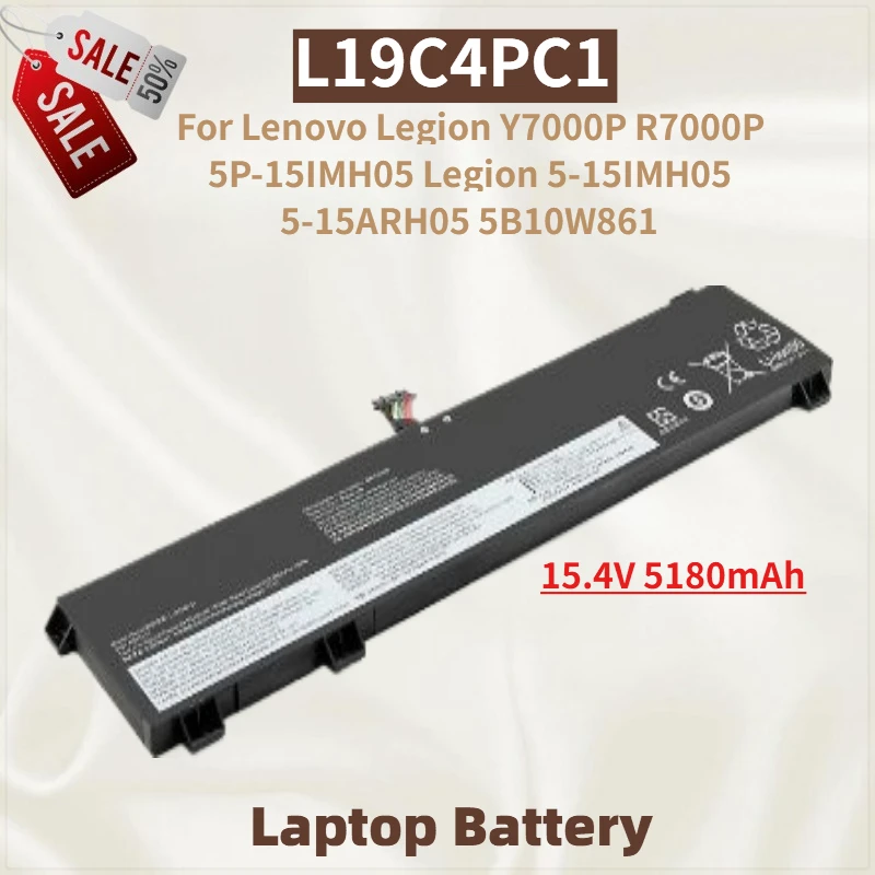 New High Quality 15.4V 5180mAh L19C4PC1 Laptop Battery for Lenovo Legion Y7000P R7000P 5-15ARH05 5B10W861 5P-15IMH05 5-15IMH05
New High Quality 15.4V 5180mAh L19C4PC1 Laptop Battery for Lenovo Legion Y7000P R7000P 5-15ARH05 5B10W861 5P-15IMH05 5-15IMH05